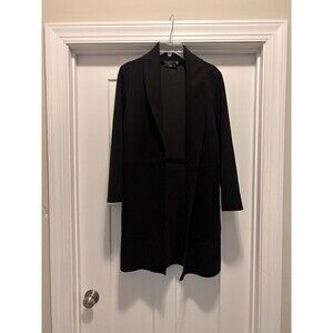 VICI Black Long Pocketed Coat Wide Lapels Open Front With Pockets Size Large